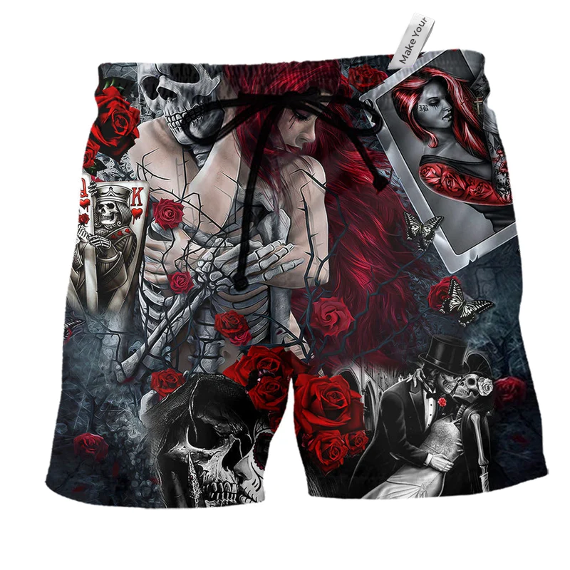 Beach Short / Adults / S Skull Love Is Life Amazing - Beach Short Reefox - Owls Matrix LTD