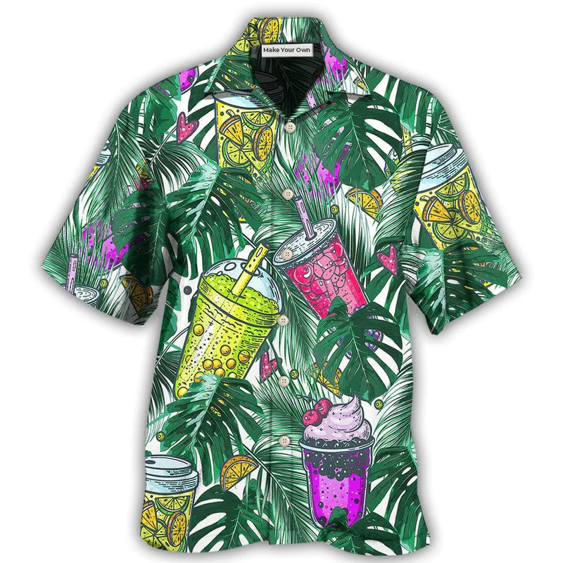Hawaiian Shirt / Adults / S Tea Boba Tea Tropical Leaf - Hawaiian Shirt - Reefox