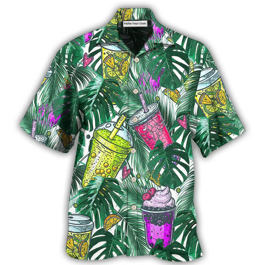 Hawaiian Shirt / Adults / S Tea Boba Tea Tropical Leaf - Hawaiian Shirt - Reefox