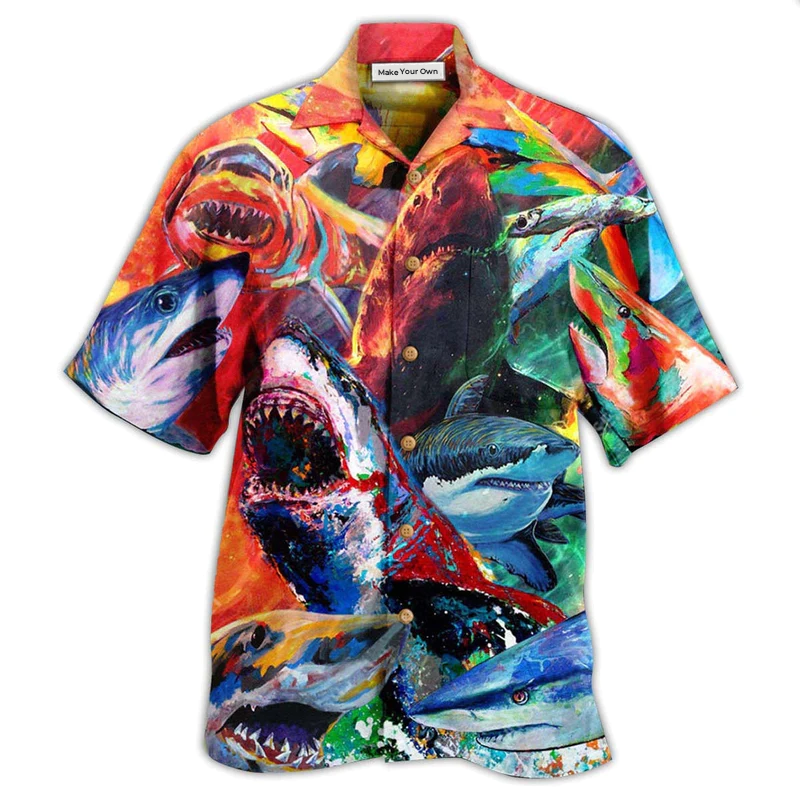 Hawaiian Shirt / Adults / S Shark Colorful Just Wanna Have Fun - Hawaiian Shirt - Reefox