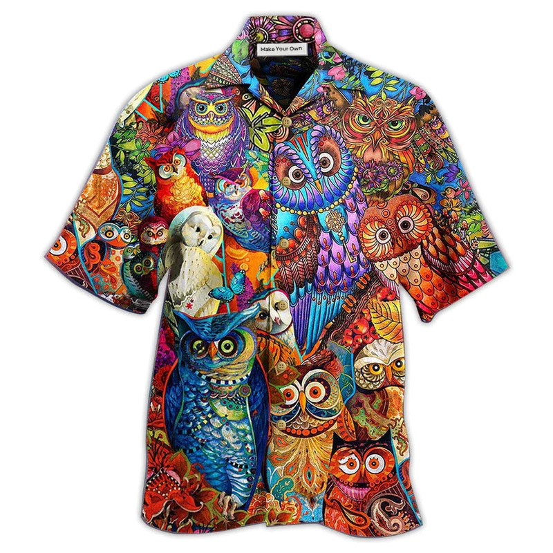 Hawaiian Shirt / Adults / S Owl Love Red Style - Hawaiian Shirt - Reefox