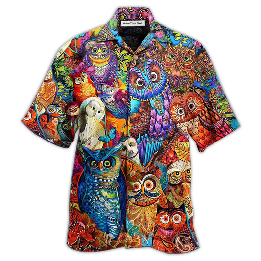 Hawaiian Shirt / Adults / S Owl Love Red Style - Hawaiian Shirt - Reefox