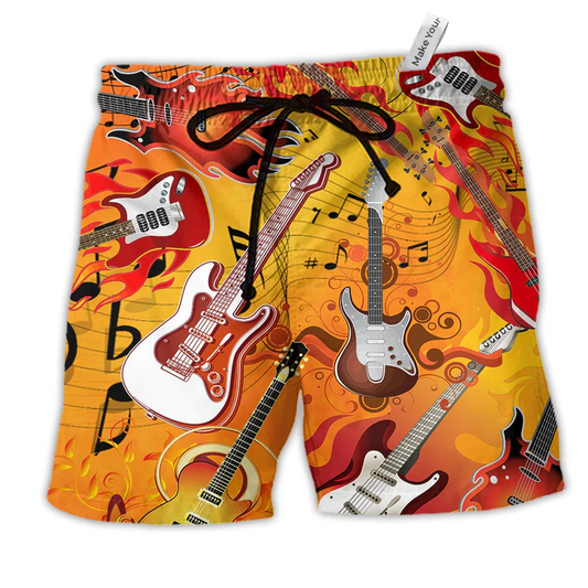 Beach Short / Adults / S Guitar Music Guitar Is My Life Hot Color - Beach Short Reefox - Owls Matrix LTD