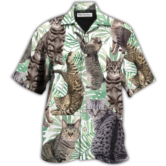 Hawaiian Shirt / Adults / S Cat Tropical Leaf Tabby Cat - Hawaiian Shirt - Reefox