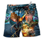 Beach Short / Adults / S Dragon Love Life Blue Style - Beach Short Reefox - Owls Matrix LTD