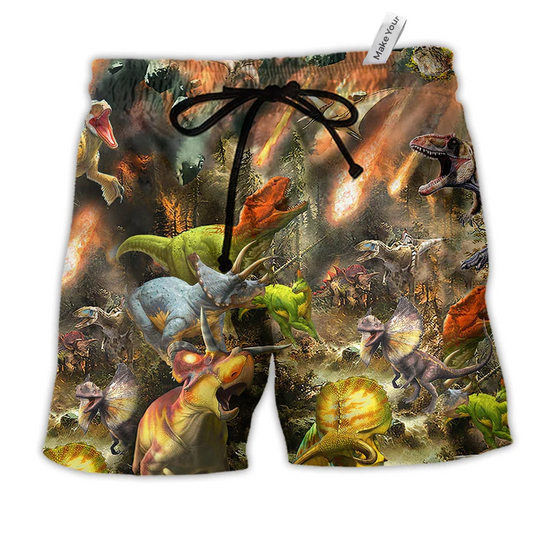 Beach Short / Adults / S Dinosaur Perish With Friends - Beach Short Reefox - Owls Matrix LTD