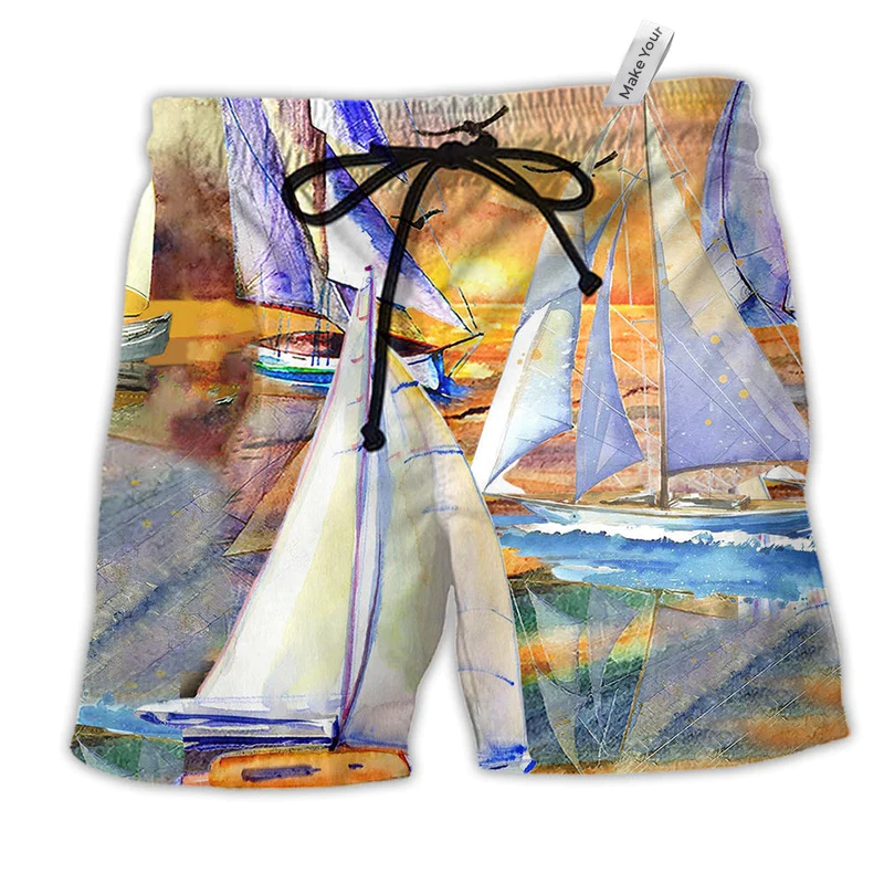 Beach Short / Adults / S Sail Love Beach And Sunset - Beach Short Reefox - Owls Matrix LTD