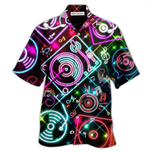 Hawaiian Shirt / Adults / S Music Record Player In Memory - Hawaiian Shirt - Reefox