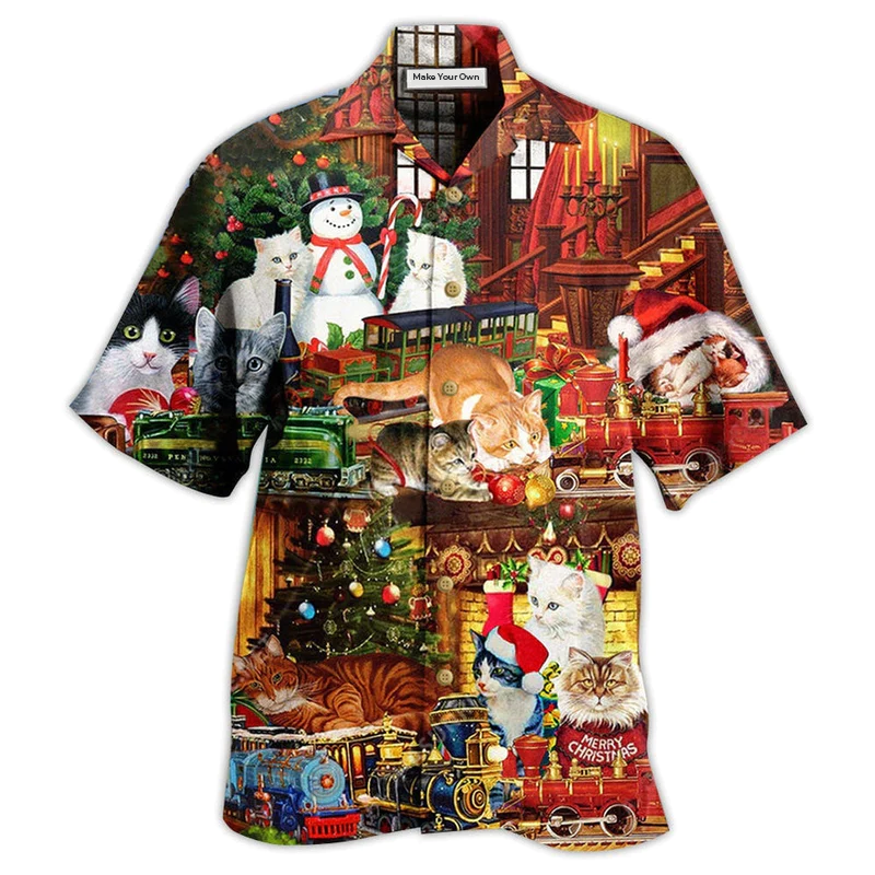 Hawaiian Shirt / Adults / S Cat With Toys Train - Hawaiian Shirt - Reefox