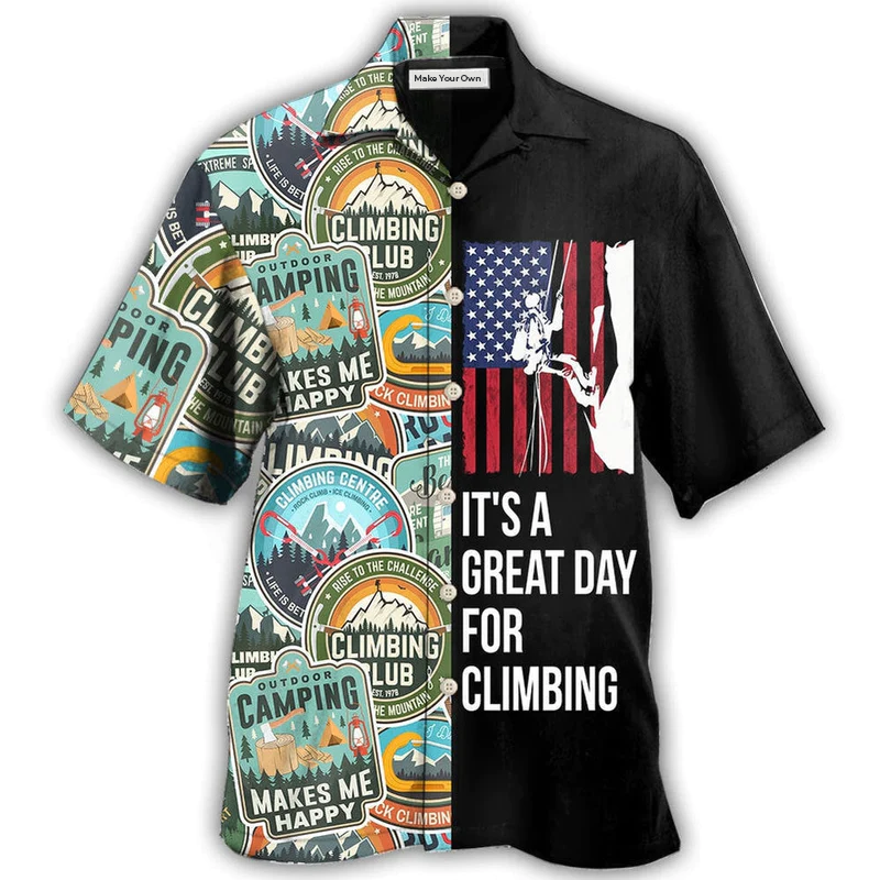 Hawaiian Shirt / Adults / S Climbing It's A Great Day For Cool Climbing - Hawaiian Shirt - Reefox