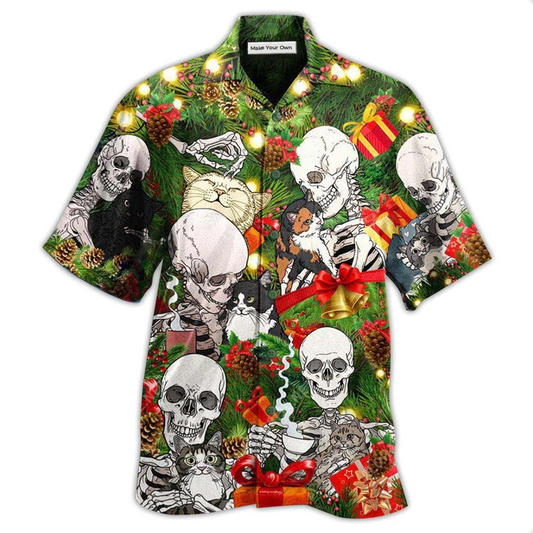Hawaiian Shirt / Adults / S Skull My Cat And I Talk Sht About You - Hawaiian Shirt - Reefox