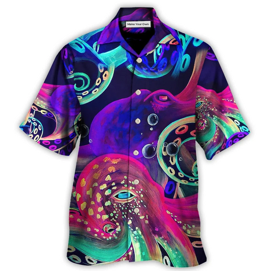 Hawaiian Shirt / Adults / S Octopus Neon Under The Sea - Hawaiian Shirt - Reefox
