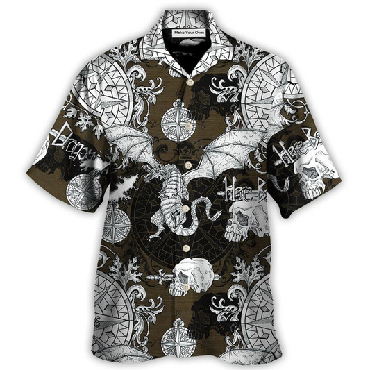 Hawaiian Shirt / Adults / S Dragon Flying With Skull Gothic Style - Hawaiian Shirt - Reefox