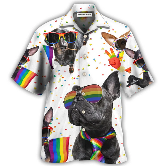 Hawaiian Shirt / Adults / S LGBT Pride French Bulldog - Hawaiian Shirt - Reefox