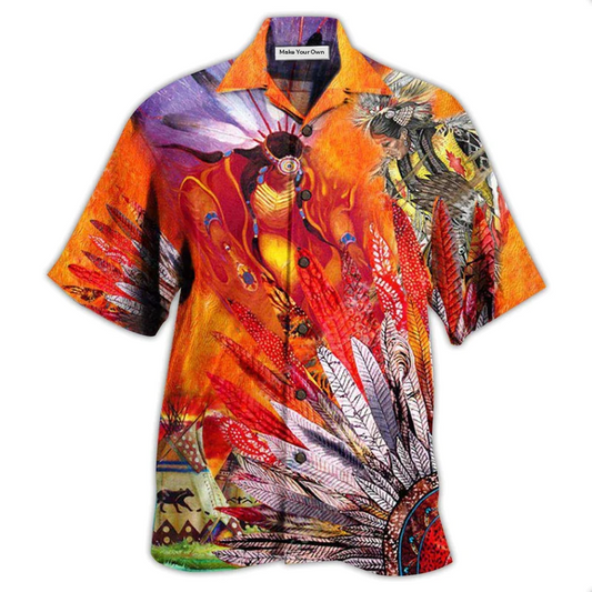 Hawaiian Shirt / Adults / S Native America Amazing With Fire Red Cool - Hawaiian Shirt - Reefox