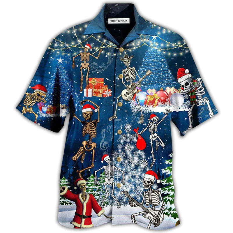 Hawaiian Shirt / Adults / S Christmas X-raymas Skull - Hawaiian Shirt - Reefox