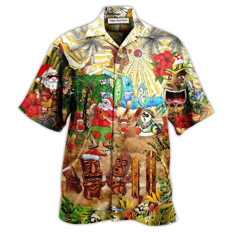 Hawaiian Shirt / Adults / S Christmas Mele Kalikimaka From Hawaii With Flower - Hawaiian Shirt - Reefox