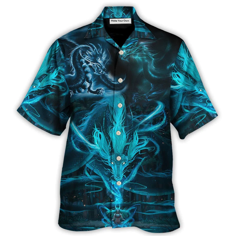 Hawaiian Shirt / Adults / S Dragon Blue Lighting And The Witch - Hawaiian Shirt - Reefox