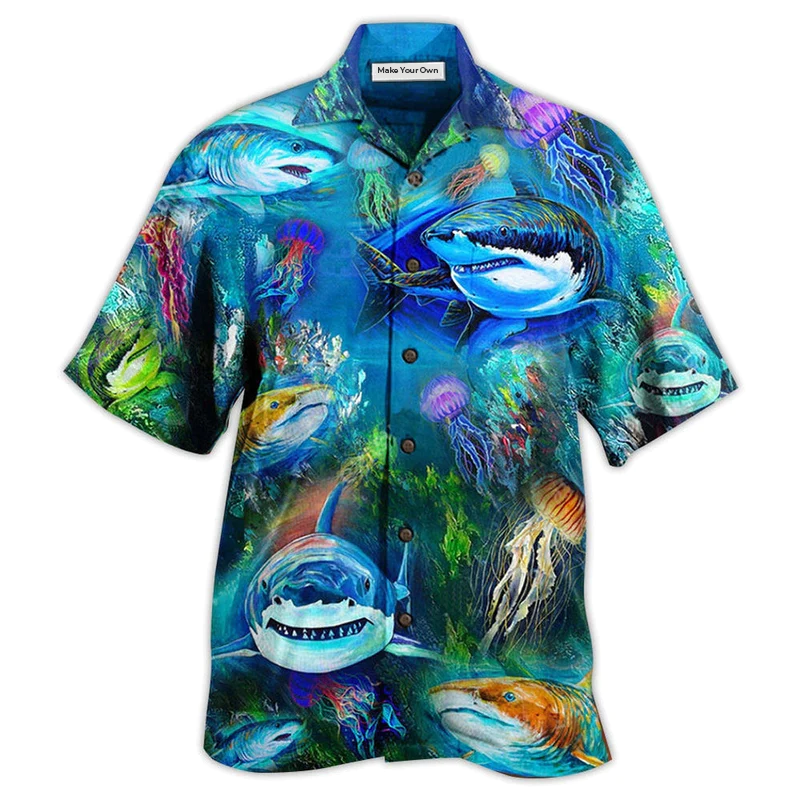 Hawaiian Shirt / Adults / S Shark Over Sea Awesome - Hawaiian Shirt - Reefox