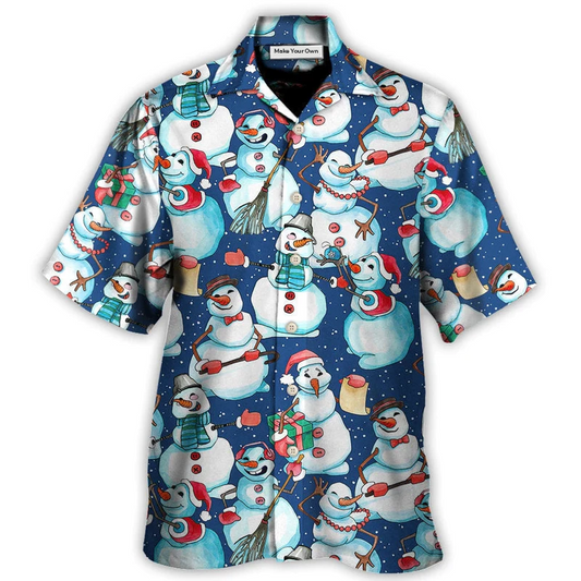 Hawaiian Shirt / Adults / S Christmas Happy Snowman Xmas - Hawaiian Shirt - Reefox