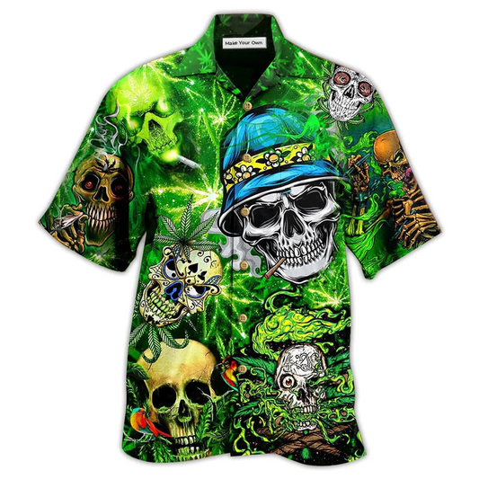 Hawaiian Shirt / Adults / S Skull Smile Love Green Cool - Hawaiian Shirt - Reefox