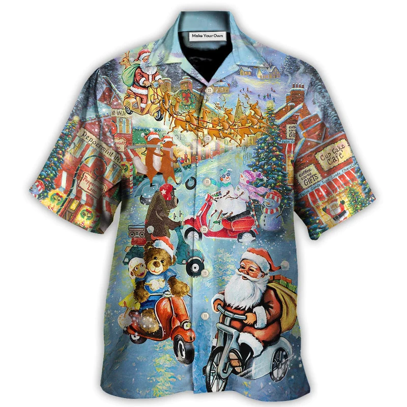 Hawaiian Shirt / Adults / S Christmas Santa And Animal Driving Scooter - Hawaiian Shirt - Reefox