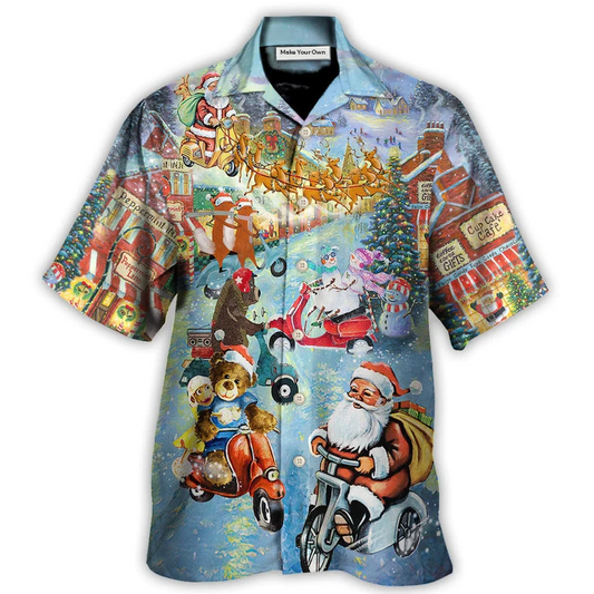 Hawaiian Shirt / Adults / S Christmas Santa And Animal Driving Scooter - Hawaiian Shirt - Reefox