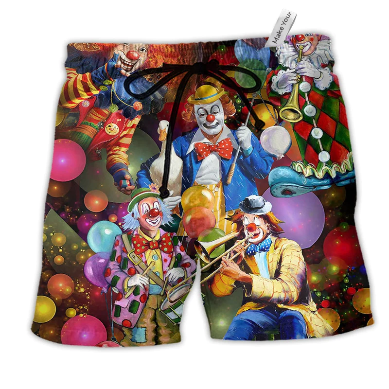 Beach Short / Adults / S Clown And Duck Happy Everyday Funny - Beach Short Reefox - Owls Matrix LTD