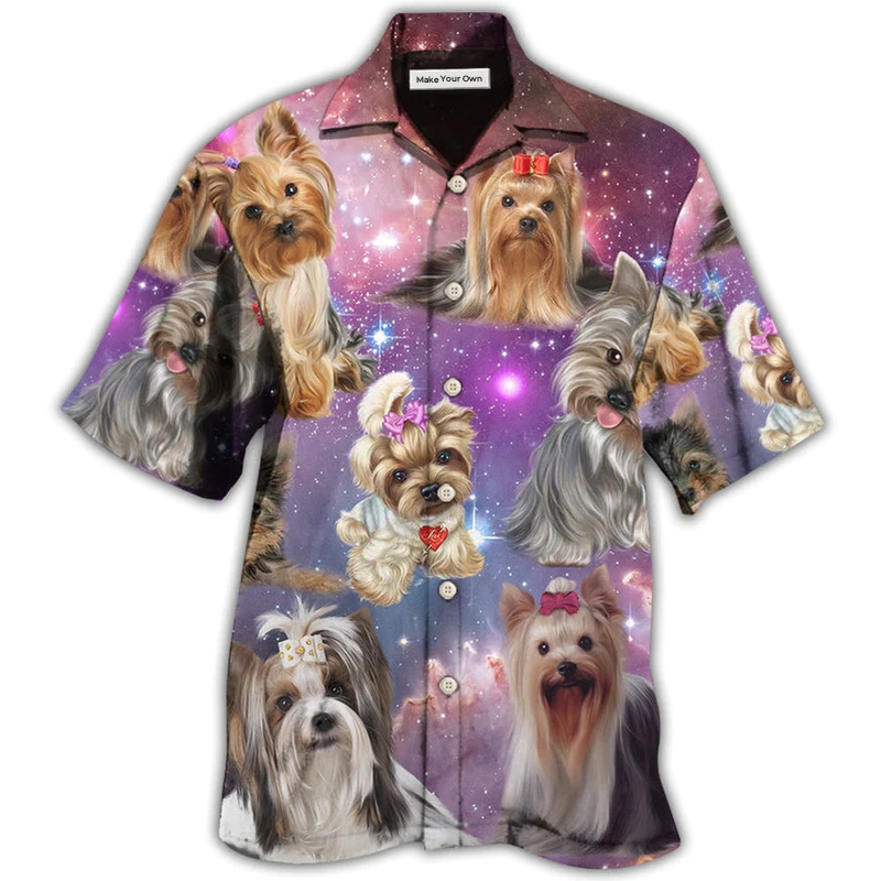 Hawaiian Shirt / Adults / S Yorkshire Terrier Mysterious Galaxy - Hawaiian Shirt - Reefox