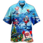 Hawaiian Shirt / Adults / S Shark Love Santa Blue Sea - Hawaiian Shirt - Reefox