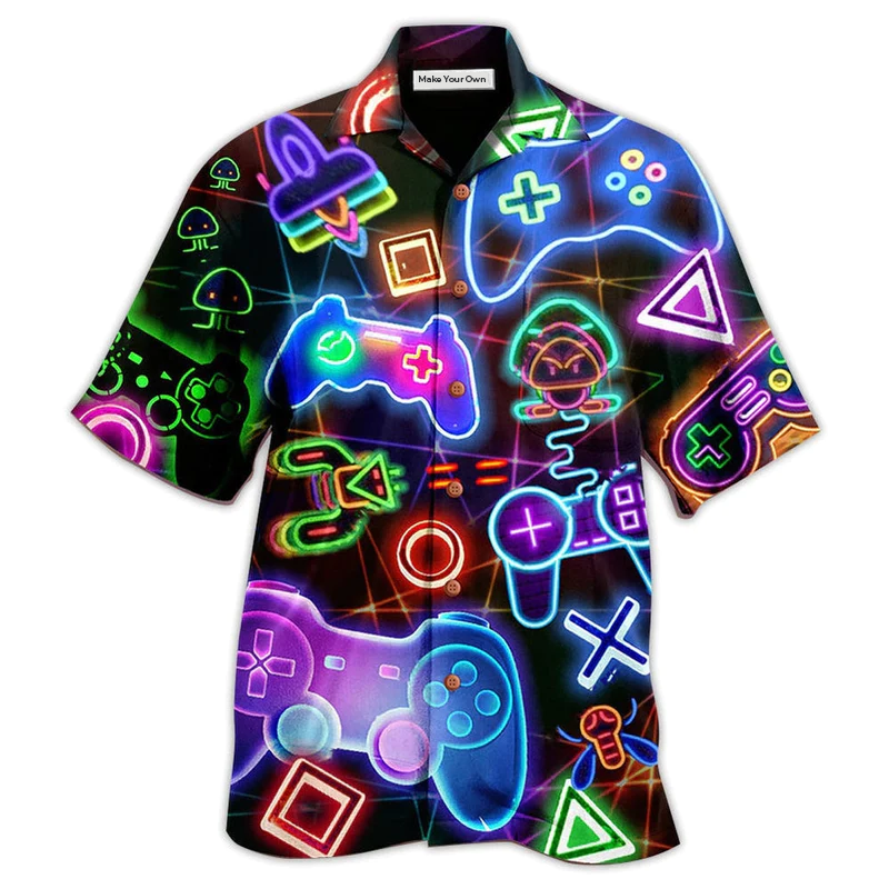 Hawaiian Shirt / Adults / S Game Neon Style Love It - Hawaiian Shirt - Reefox