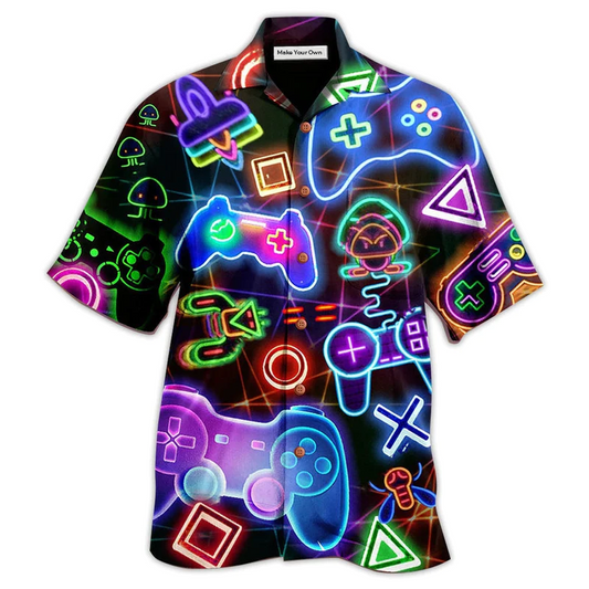 Hawaiian Shirt / Adults / S Game Neon Style Love It - Hawaiian Shirt - Reefox