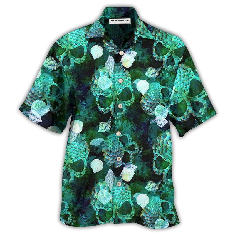 Hawaiian Shirt / Adults / S Skull Fish Green Style - Hawaiian Shirt - Reefox