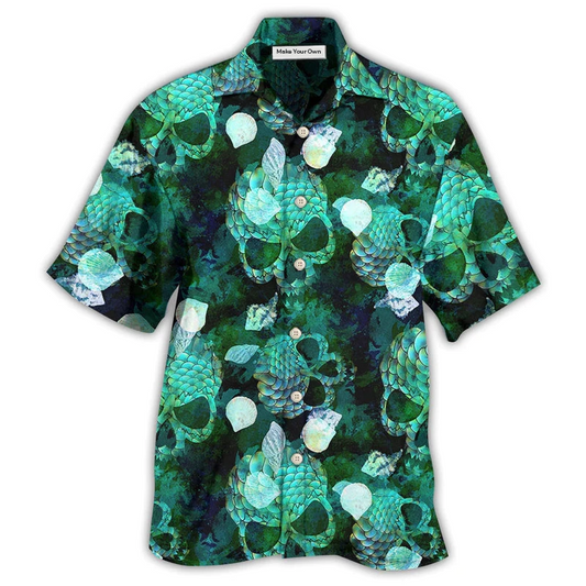 Hawaiian Shirt / Adults / S Skull Fish Green Style - Hawaiian Shirt - Reefox