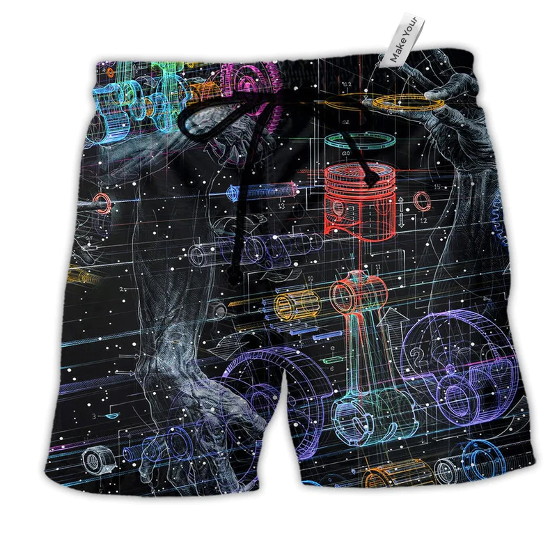 Beach Short / Adults / S Engine Powerful Modern Life - Beach Short Reefox - Owls Matrix LTD
