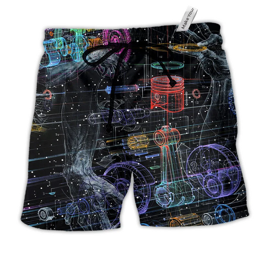 Beach Short / Adults / S Engine Powerful Modern Life - Beach Short Reefox - Owls Matrix LTD