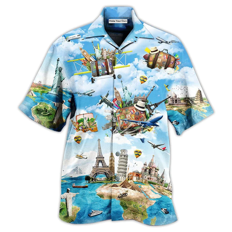 Hawaiian Shirt / Adults / S Airplane Travel World Whole Life - Hawaiian Shirt - Reefox