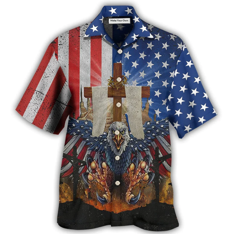 Hawaiian Shirt / Adults / S Eagle America One Nation Under God - Hawaiian Shirt - Reefox