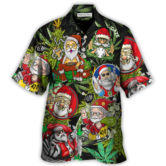 Christmas Weed Smoking Santa Hippie - Hawaiian Shirt - Reefox
