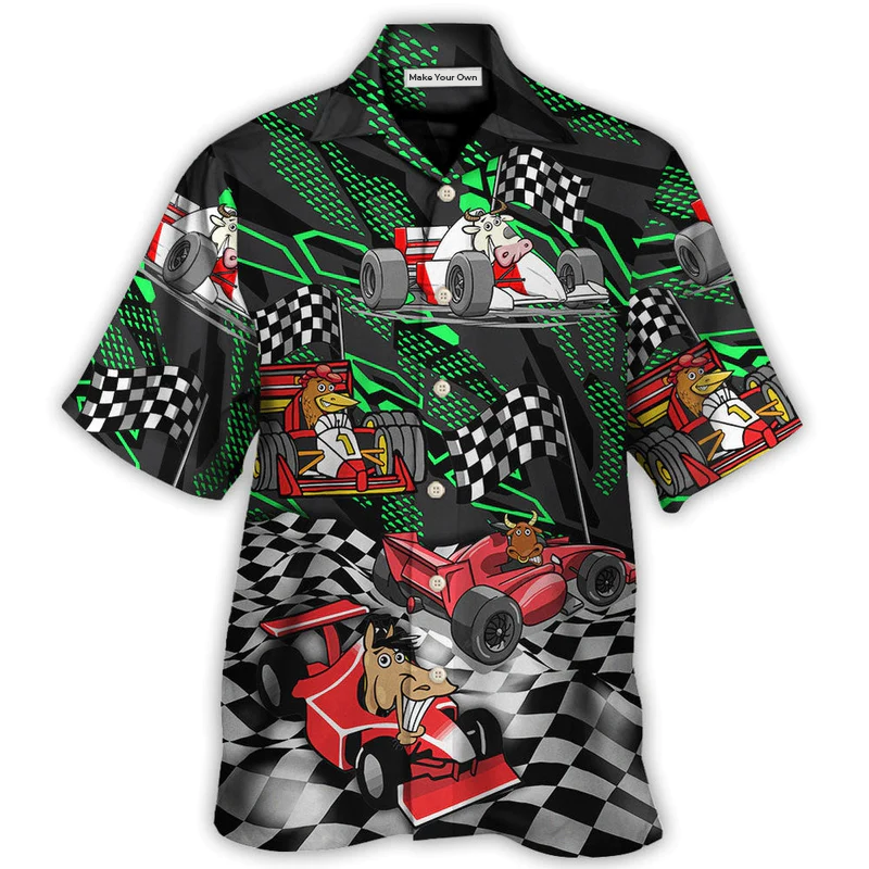 F1 Formula One Animals Racing Car Speed Lover- Hawaiian Shirt - Reefox