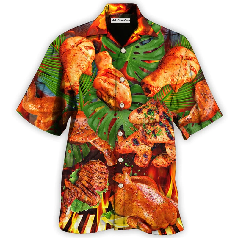 Hawaiian Shirt / Adults / S BBQ Food Lover Chicken Style - Hawaiian Shirt - Reefox