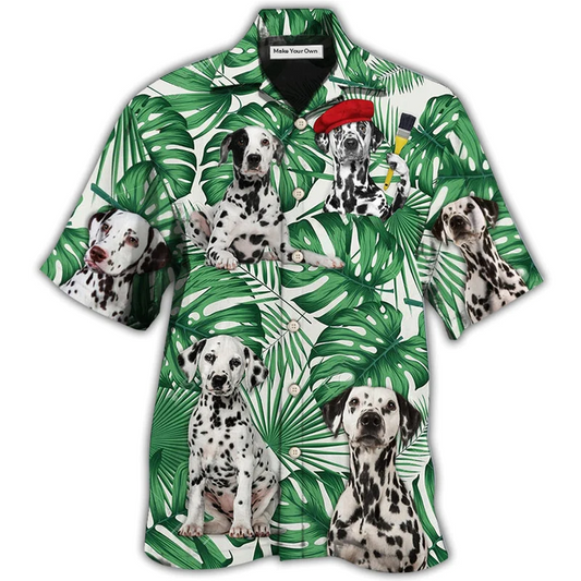 Hawaiian Shirt / Adults / S Dalmatian And Tropical Leaf - Hawaiian Shirt - Reefox