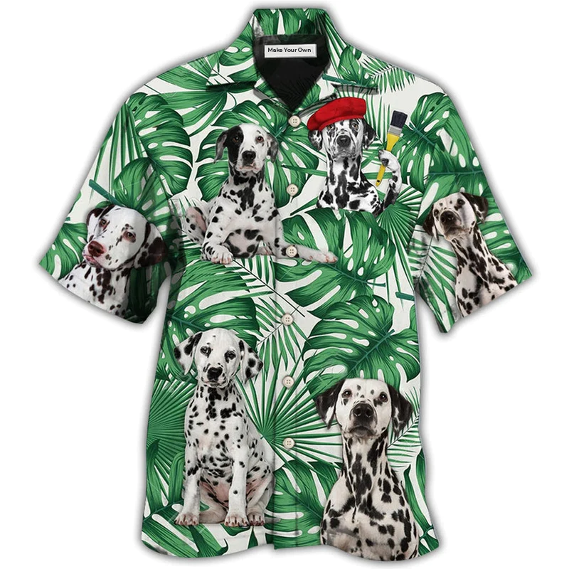 Hawaiian Shirt / Adults / S Dalmatian And Tropical Leaf - Hawaiian Shirt - Reefox
