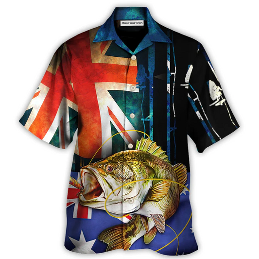 Fishing I Love Fishing Australia Flag Vintage - Hawaiian Shirt - Reefox