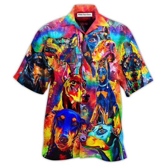 Hawaiian Shirt / Adults / S Doberman Dogs Colorful - Hawaiian Shirt - Reefox