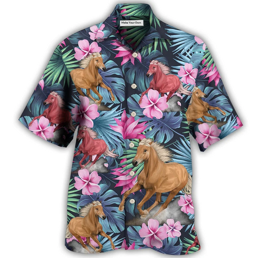 Hawaiian Shirt / Adults / S Horse Tropical Summer Vibes - Hawaiian Shirt - Reefox
