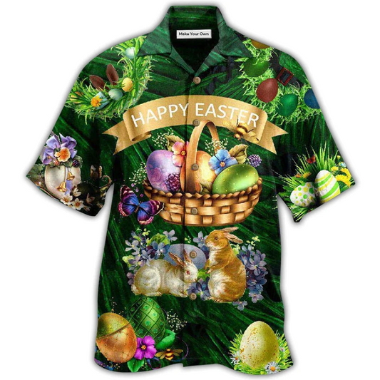 Hawaiian Shirt / Adults / S Easter Happy With Bunny Funny - Hawaiian Shirt - Reefox