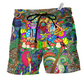 Beach Short / Adults / S Hippie Music Electric Guitar Peace Life Color Overnight - Beach Short Reefox - Owls Matrix LTD