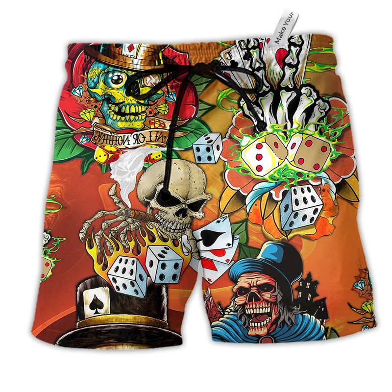 Beach Short / Adults / S Skull Poker Life Style That What I Chose - Beach Short Reefox - Owls Matrix LTD