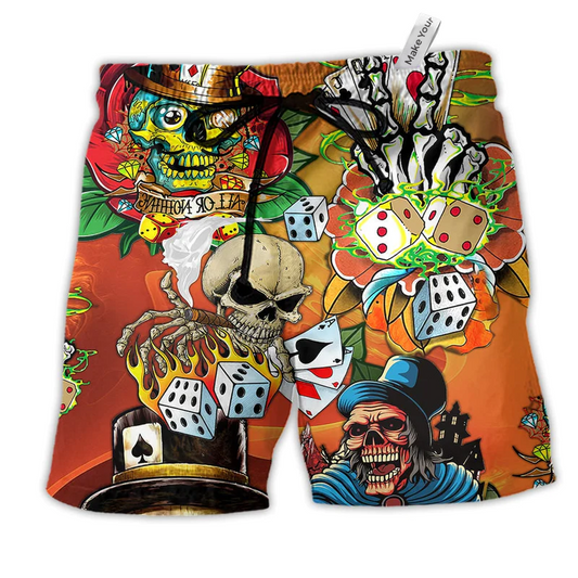 Beach Short / Adults / S Skull Poker Life Style That What I Chose - Beach Short Reefox - Owls Matrix LTD